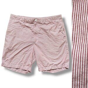 Roundtree & Yorke Red White Seersucker Shorts Men's Size 42 Preppy Nautical